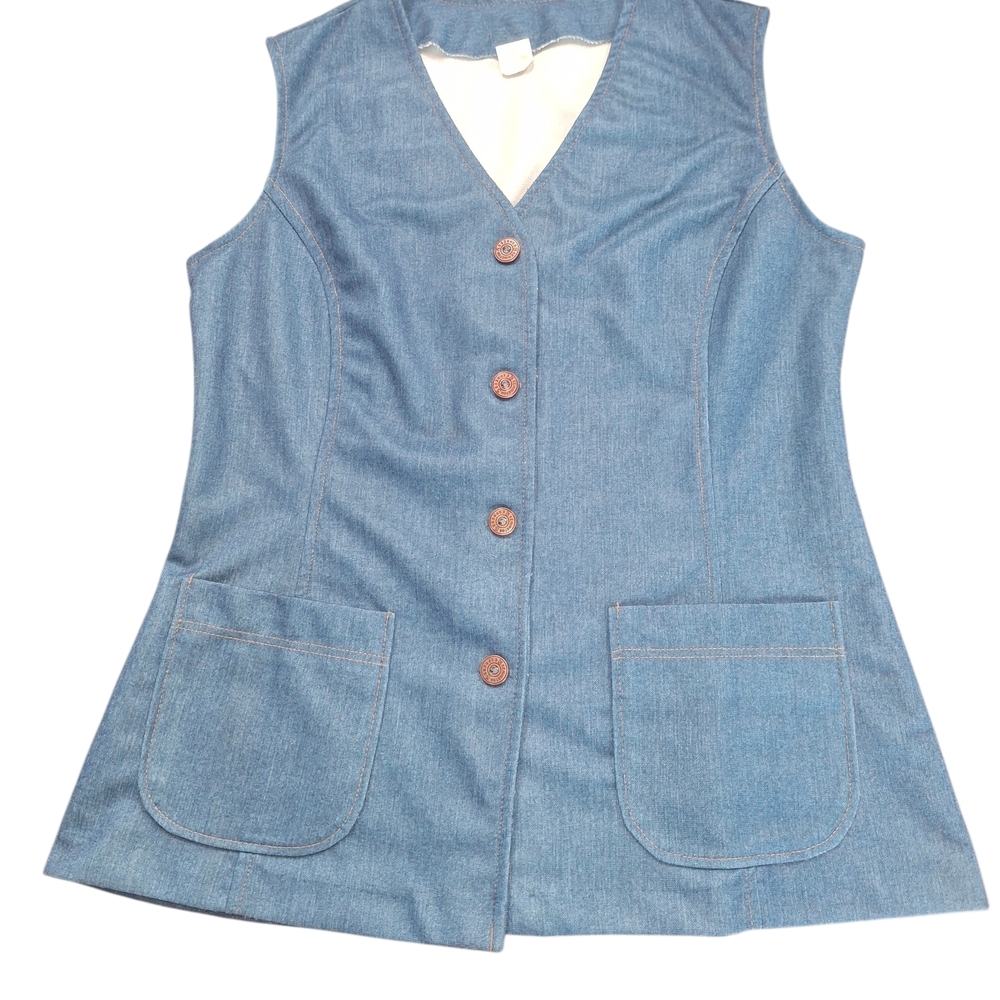 Kemington Express 1970's True Vintage Blue Button-Down Denim Tunic Shirt